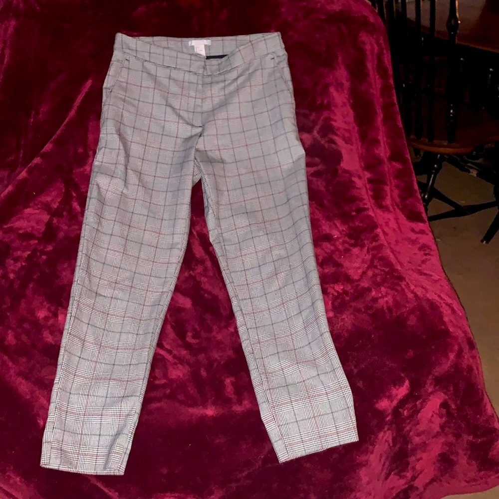 HM mid rise plaid pant size 6